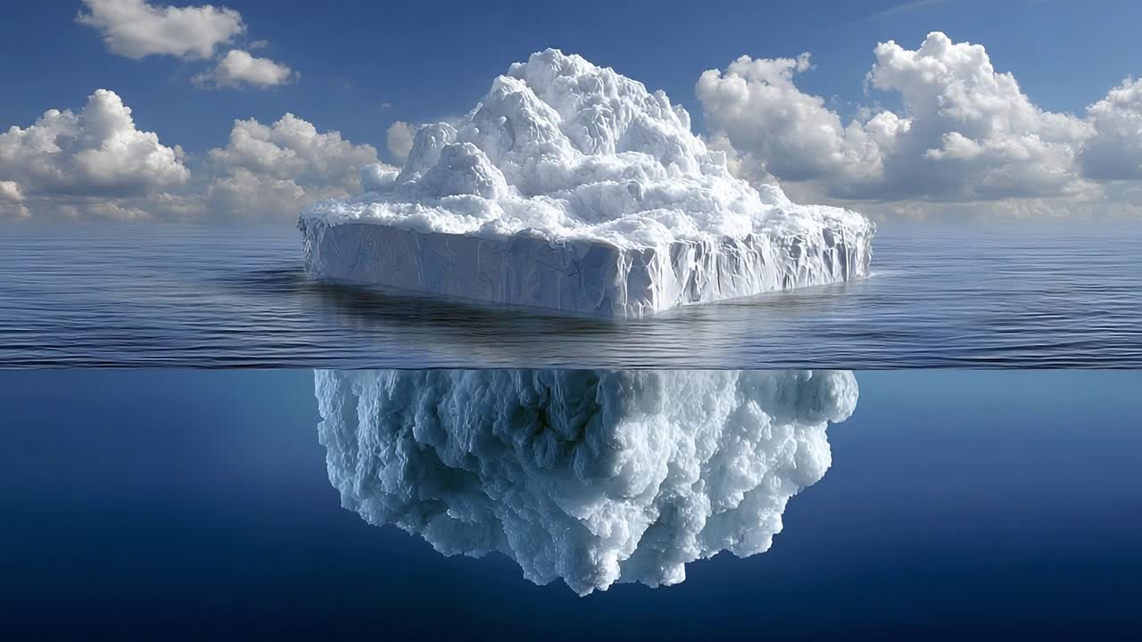 A Majestic Iceberg Floating in Serene Waters Reflects a Cotton Candy Sky, Capturing Nature's Tranquility and the Beauty of Polar Landscapes