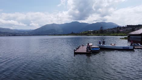 amazing drone shot at lake san pablo, ecuador