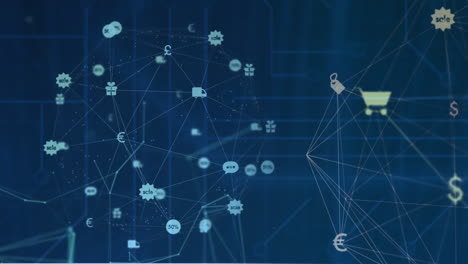 animation of globe of network of connections with icons