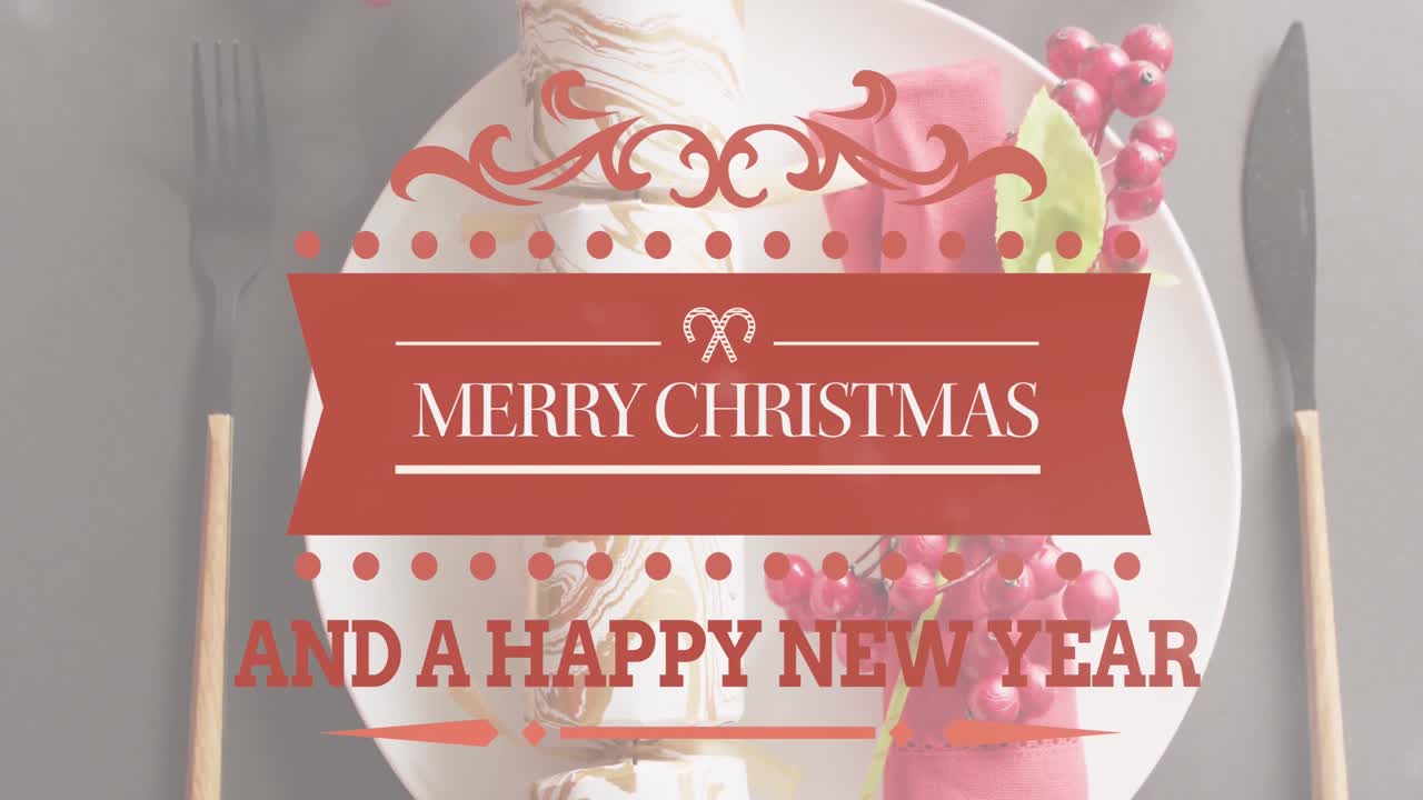 크리스마스 축하 문자의 애니메이션 크리스마스 장식 위에 텍스트