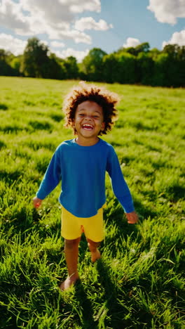 happy child playing outdoors