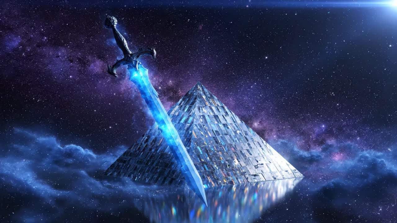 Futuristic Crystal Pyramid in Space