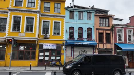 colorful buildings in a city street