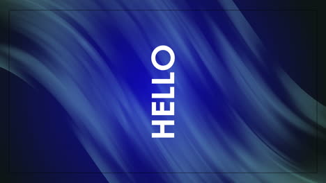 animación de información de saludo escrita en letras blancas sobre un fondo azul y chite
