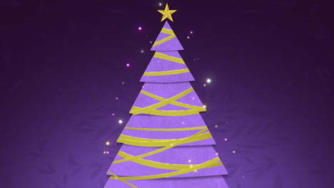 Winter-Christmas-tree-and-gold-star-in-night