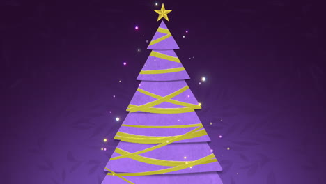 árbol de navidad de invierno y estrella dorada en la noche