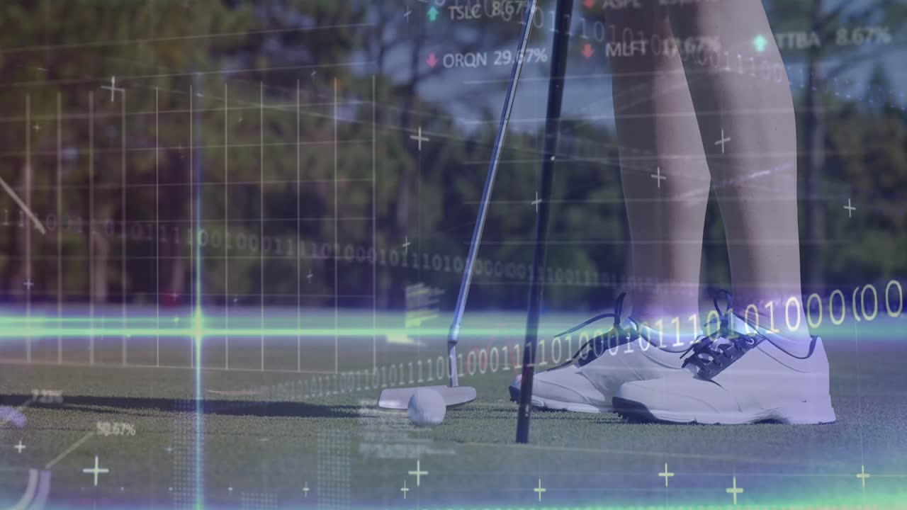 카우카스인 골프 선수에 대한 데이터 처리 애니메이션