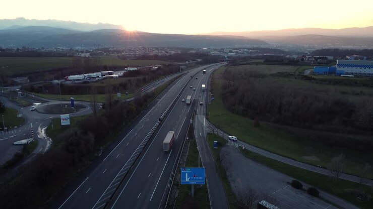 Highway Traffic at Sunset