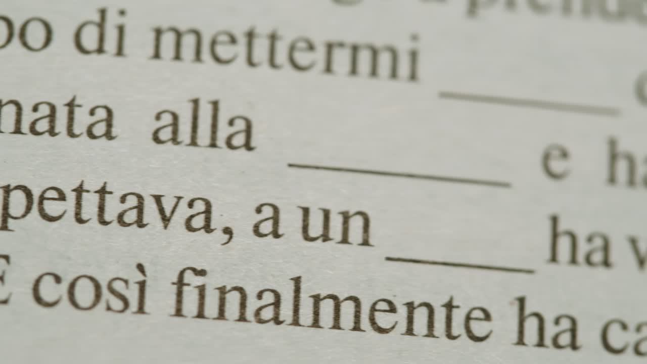 Close-up of Italian Text on a Book Page