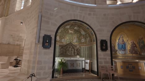dormition abbey interior in jerusalem, israel. slow motion.