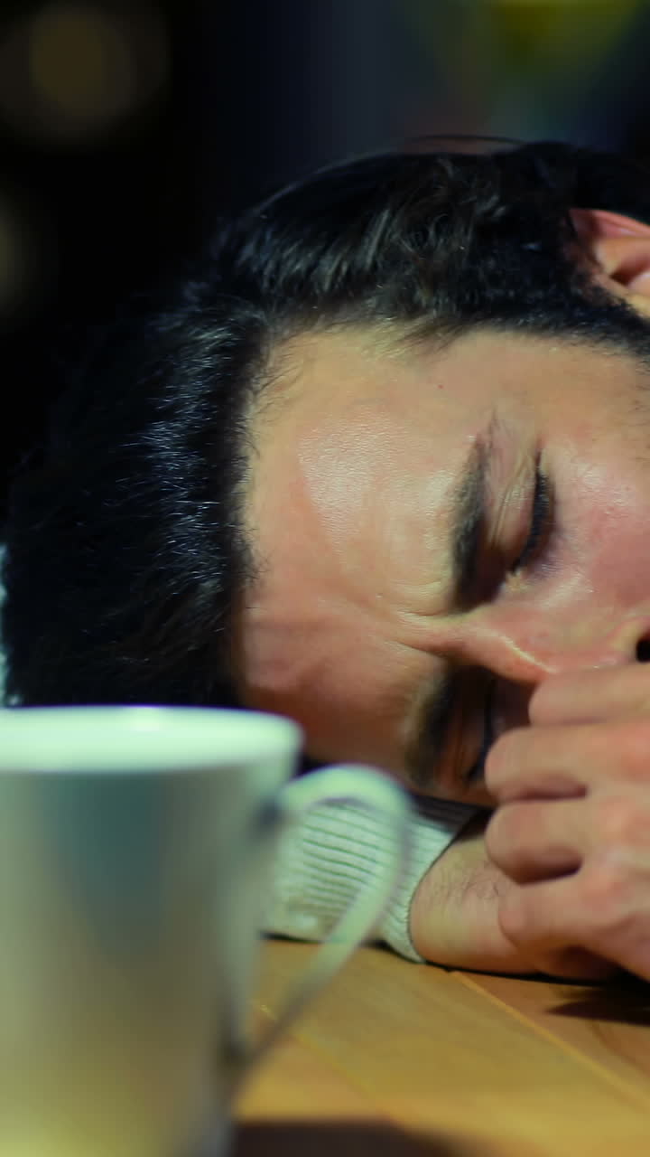 책상 위에서 잠을 자는 비즈니스 임원