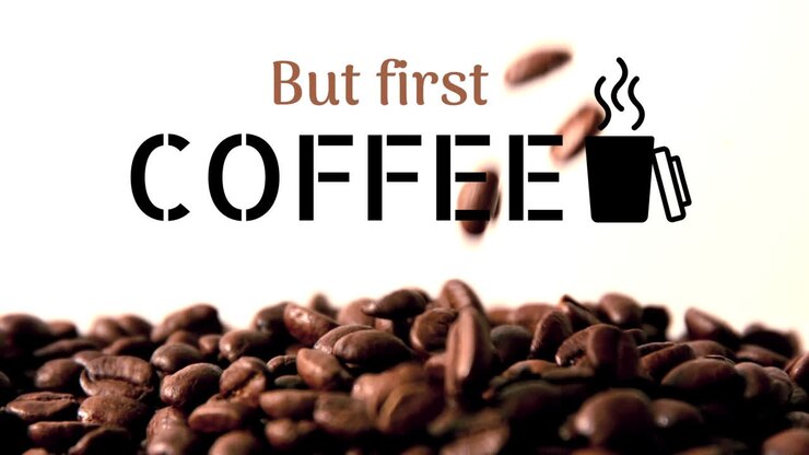 maar eerst koffie tekst en koffiebonen