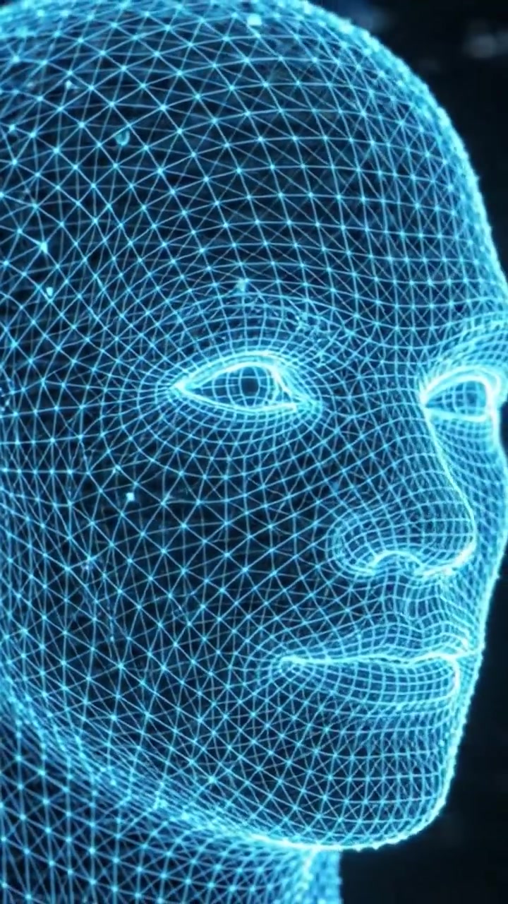 Exploring the Intricate Design of a Futuristic 3D Wireframe Head Model, Showcasing the Beauty of Digital Human Representation in Modern Technology