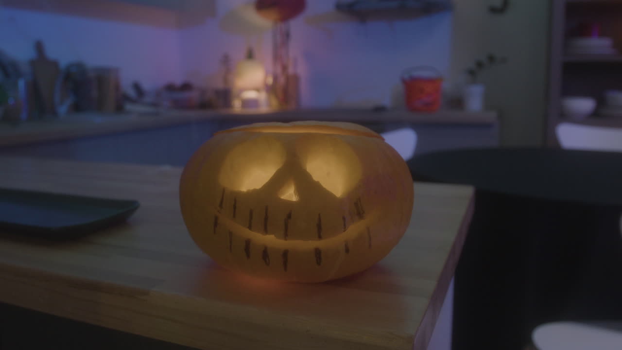 Halloween Pumpkin on Kitchen Table