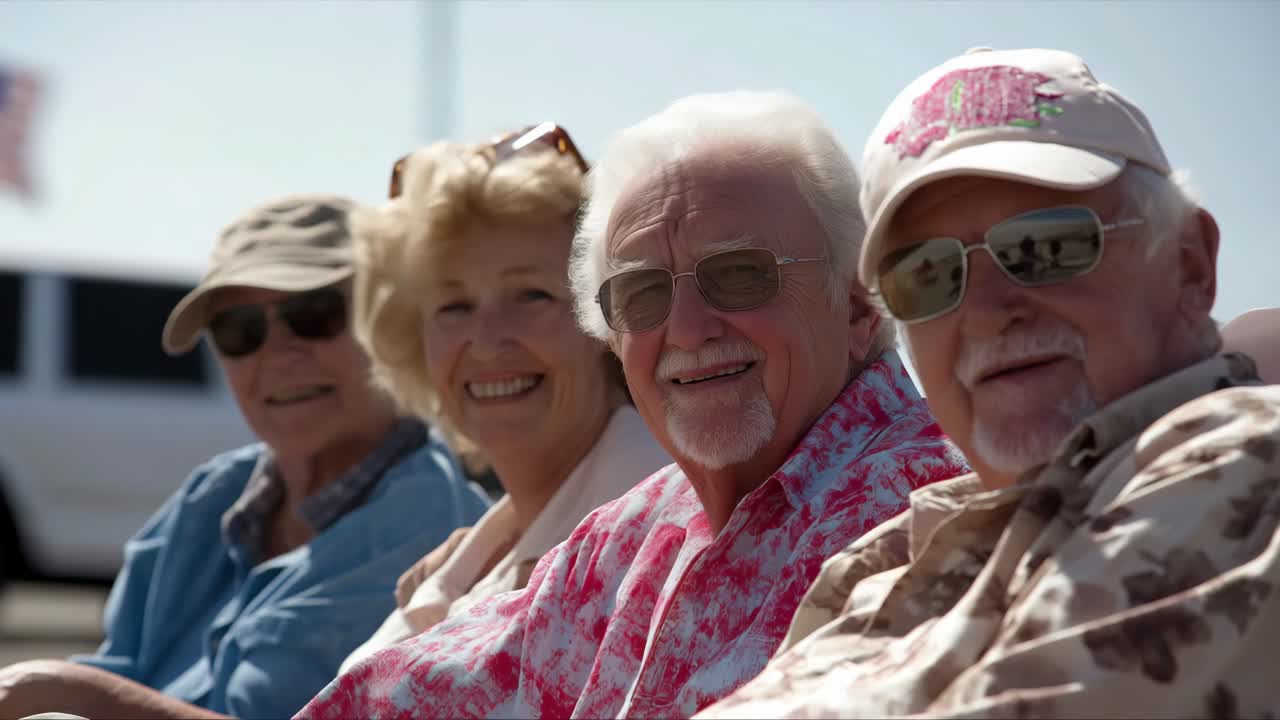 Group of happy senior friends outdoors