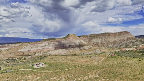 Drone-flyby-of-a-monument-in-Grand-Valley,-Colorado