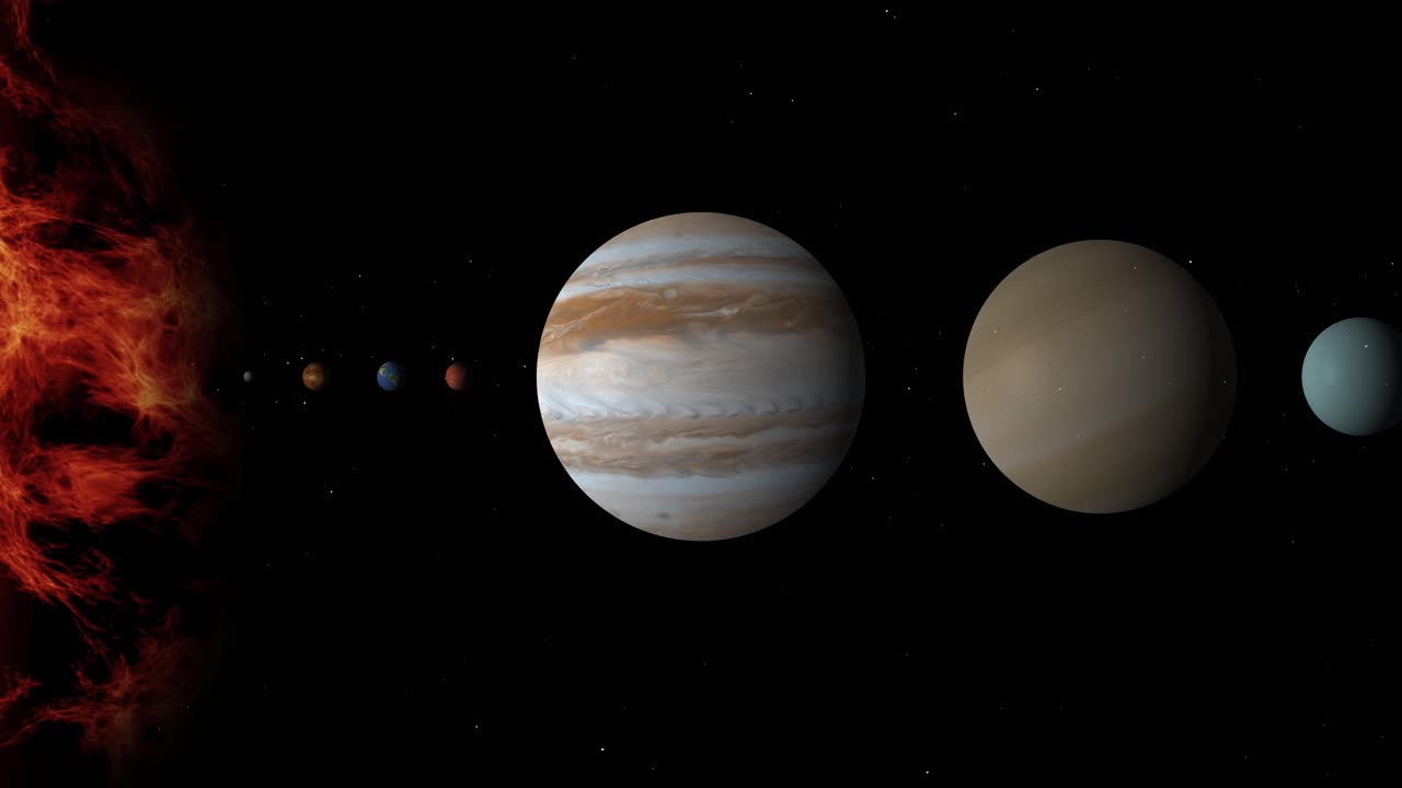 gira animada de los planetas que orbitan alrededor del sol