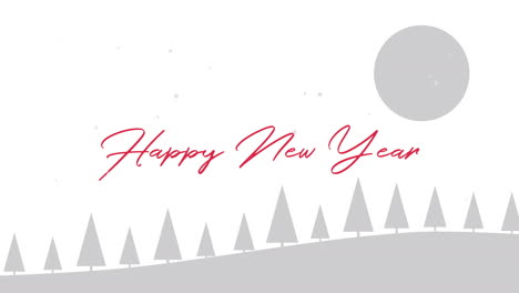 Animated-close-up-Happy-New-Year-text-with-Christmas-trees-and-moon