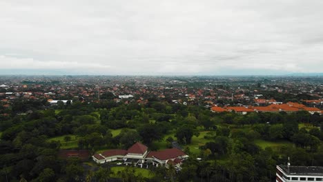 Beautiful-cinematic-Sanur-beach,-Bali-drone-footage-with-interesting-landscape,-hotel,-resorts-and-calm-weather