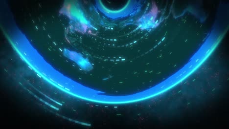 animación del procesamiento de datos sobre el mapa del mundo
