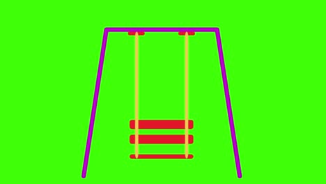 2d animated illustration of a swing on a green screen