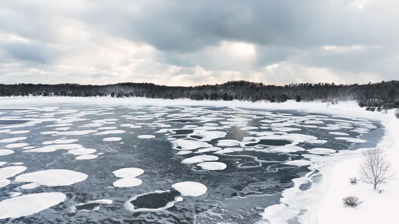 Dune Harbor Park in Winter during a flurry