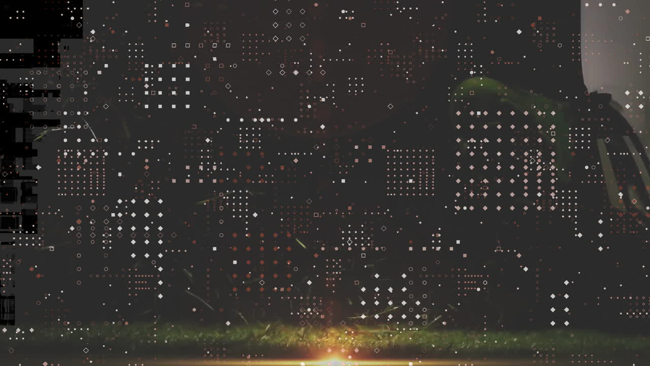 In school, animation overlaying tennis player practicing on grass court