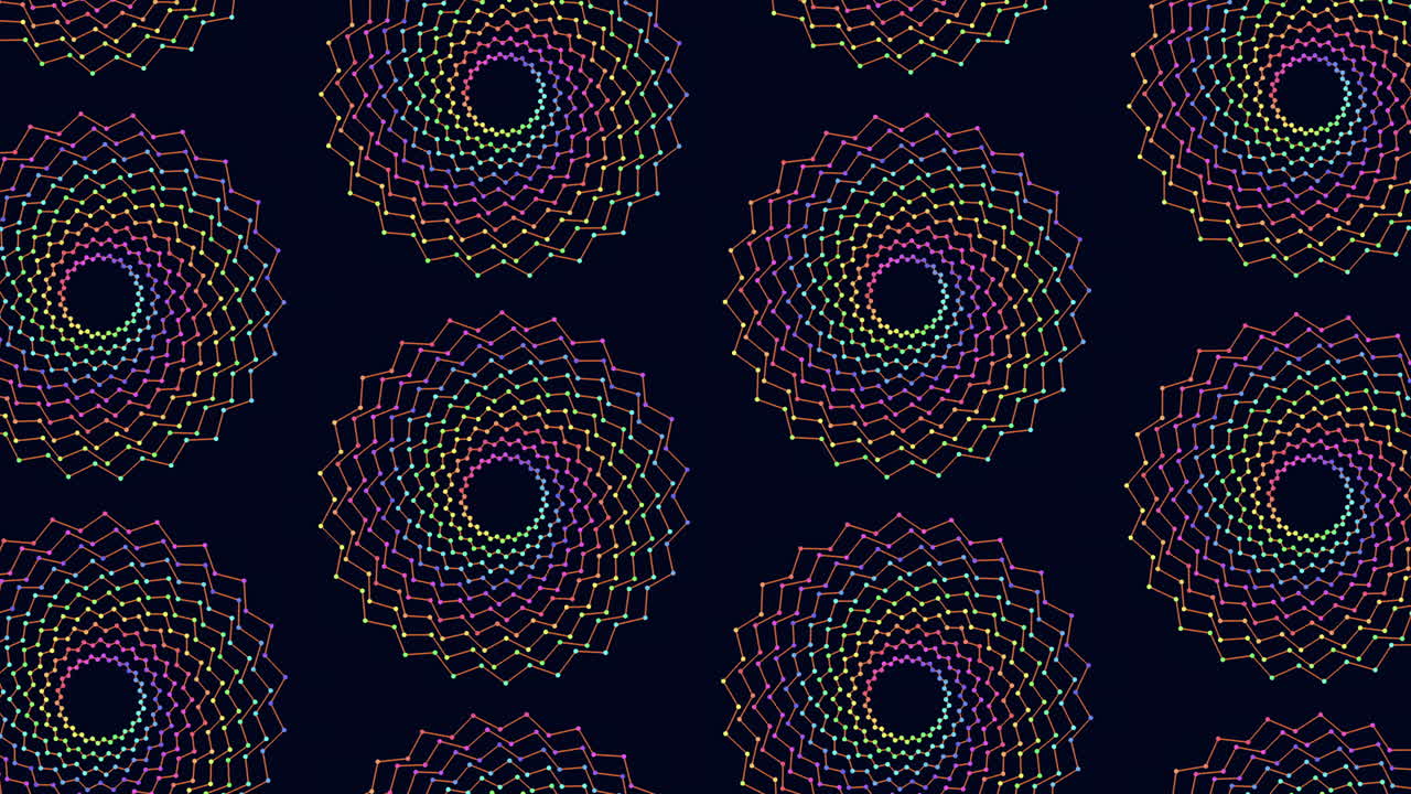 Motivo A Cerchi Illusori Arcobaleno Con Glitter Neon Nello Spazio Scuro