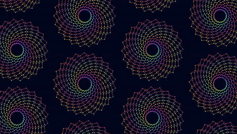 Rainbow-illusion-circles-pattern-with-neon-glitters-in-dark-space