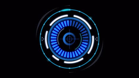 animación círculo de carga azul objetivo aislado en fondo negro.