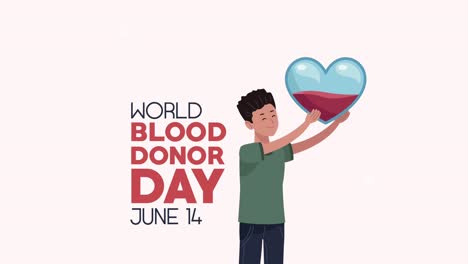 día mundial del donante de sangre con letras de hombre y corazón