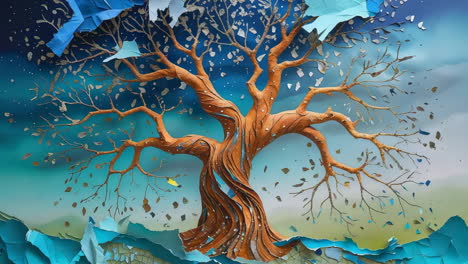 whimsical paper art tree