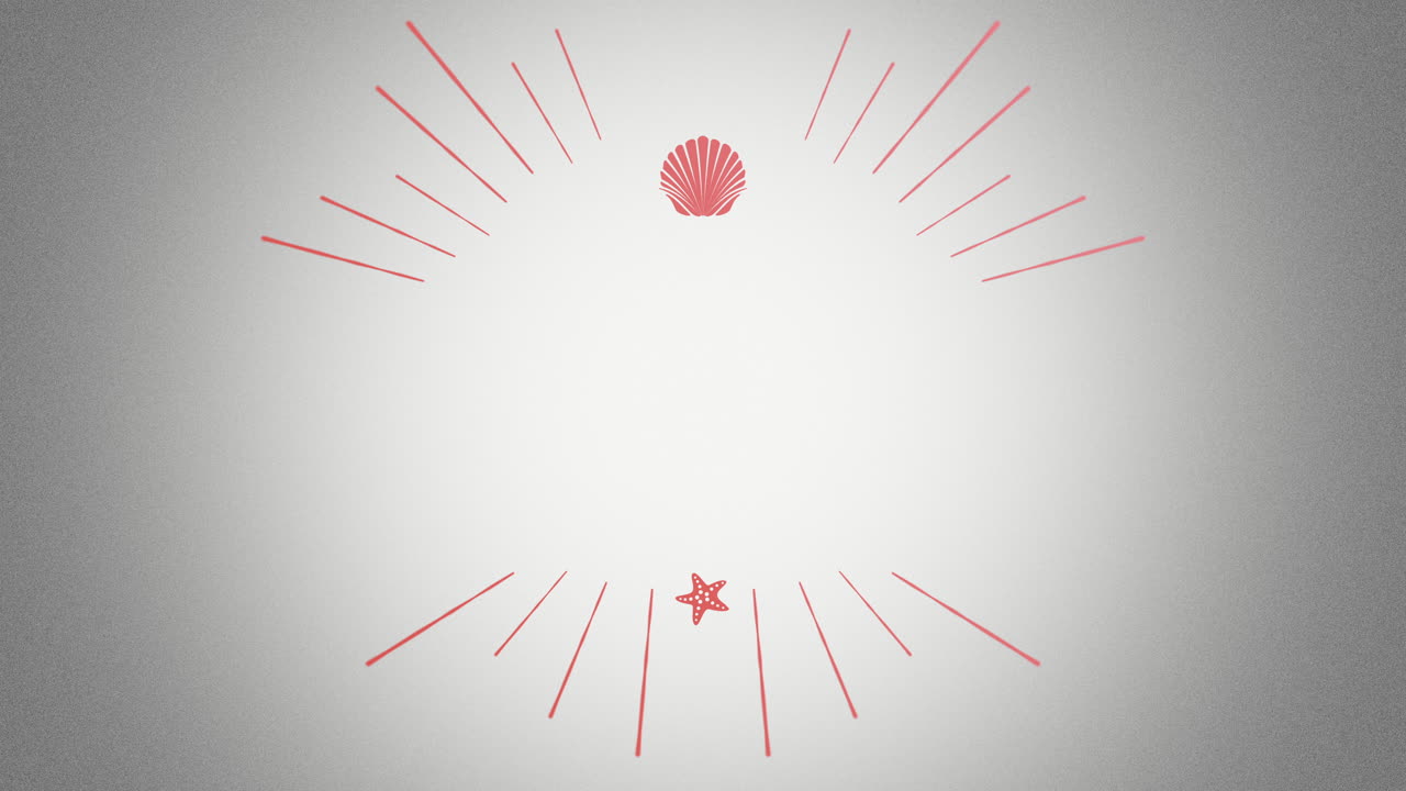 흰색 그라데이션에 빨간색 선과 바다 동물