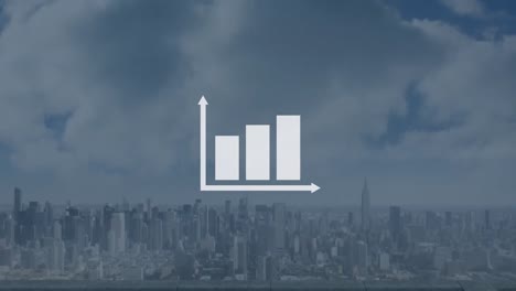 animation of data processing over cityscape