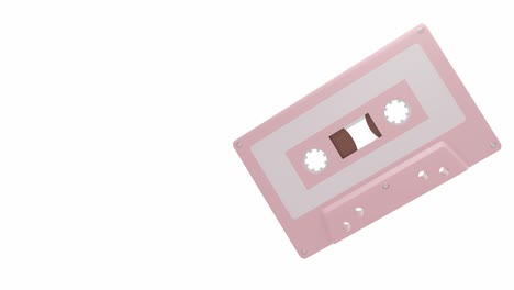 pale pink cassette tape isolated on a white text space.