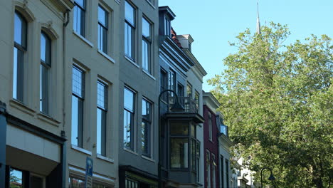 traditional dutch architecture along hoge gouwe in gouda, netherlands