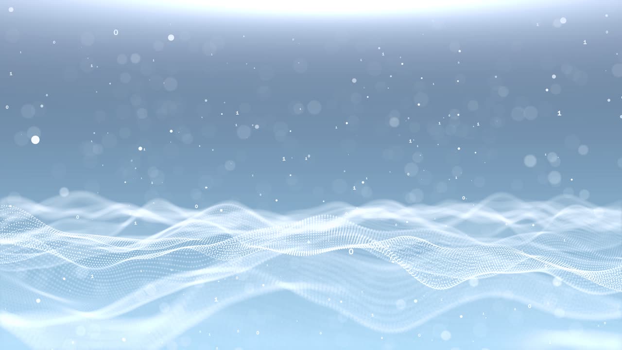 Futuristic digital cyber wave made of particles crypto currency landscape waves big data block chain