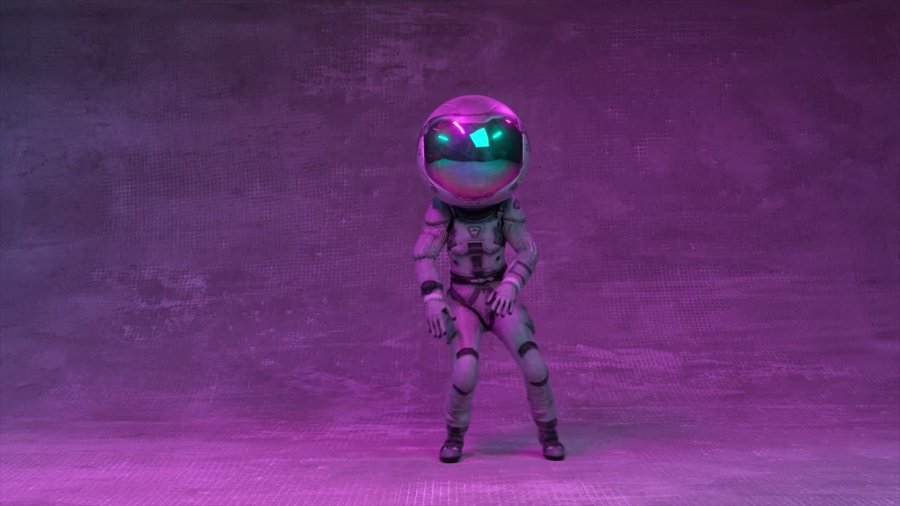 Dancing Astronaut in Futuristic Space Suit