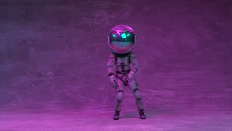 dancing astronaut in futuristic space suit