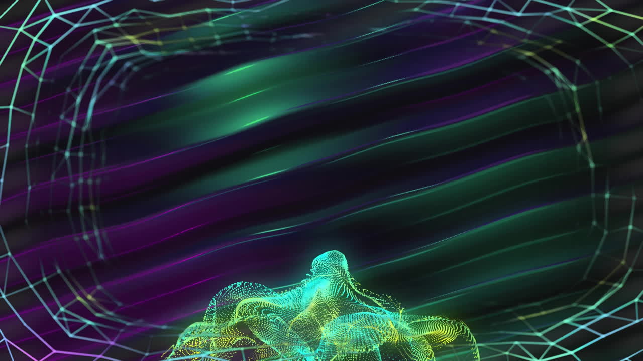 animación de formas sobre rastros de luz sobre fondo negro