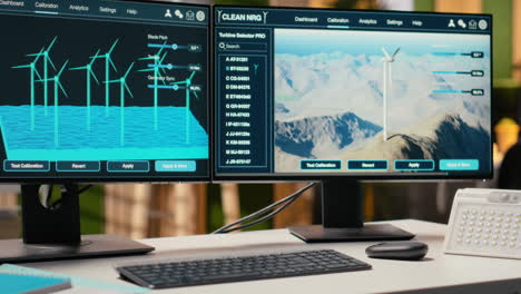software interface on pc used for planning wind farm layouts