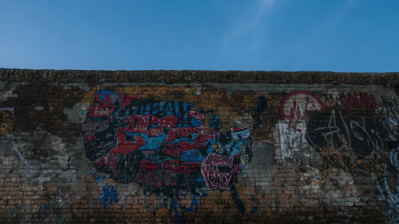 Graffiti Map of the United States on a Brick Wall