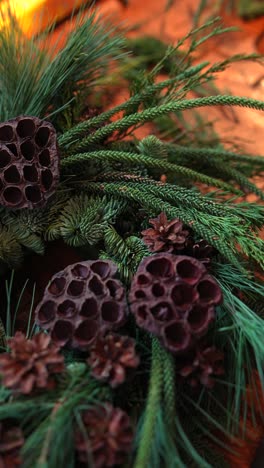 close up of a beautiful christmas wreath