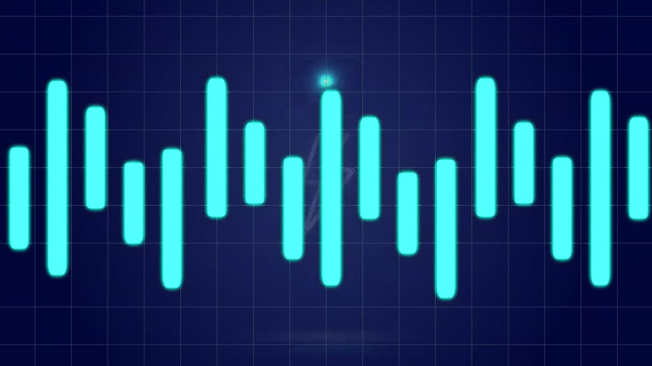 금융 그래프와 함께 디지털 화면 위에 플래시를 가진 원의 애니메이션