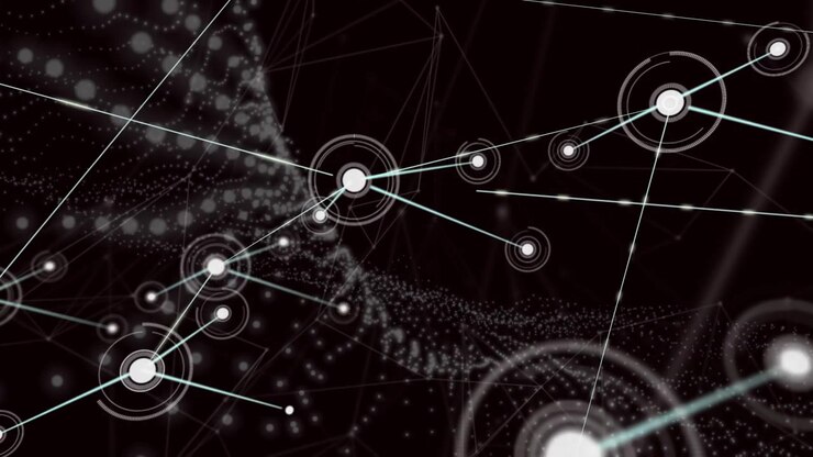 Abstract Digital Network Connection with Glowing Nodes and Lines