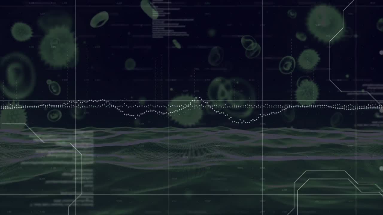 Animation of data processing over lift in office