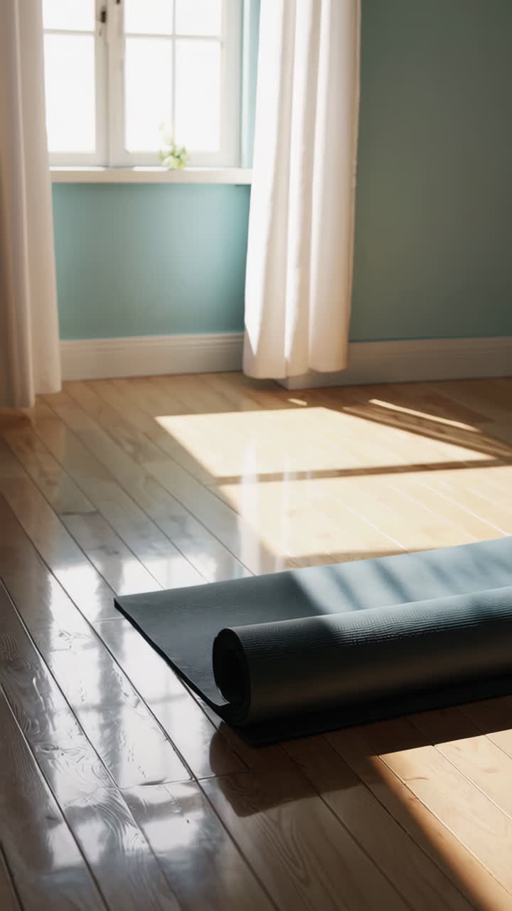 Yoga mat in a home gym