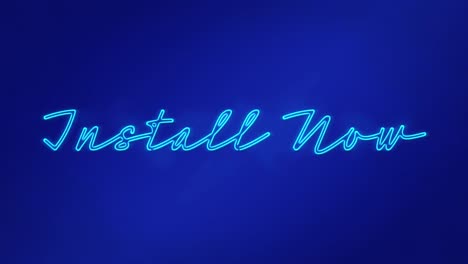 Animation-of-neon-blue-install-now-text-banner-against-blue-background