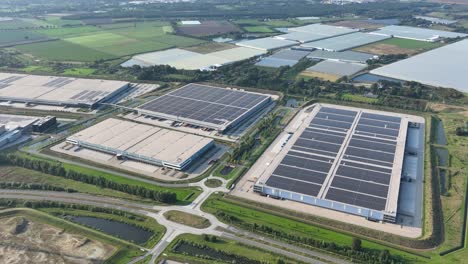business park in venlo, modern distribution centers solars panels on the roof
