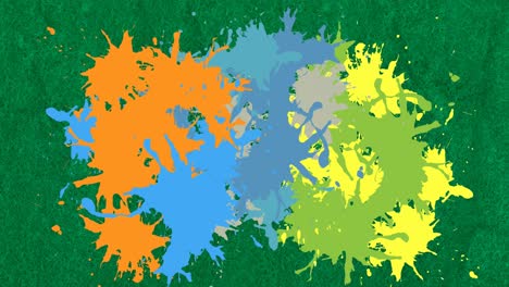 colorful paint stain banner with copy space against green background